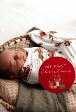 Snuggle Hunny Kids Snuggle Hunny Reindeer Organic Jersey Wrap & Beanie Set + Milestone Card