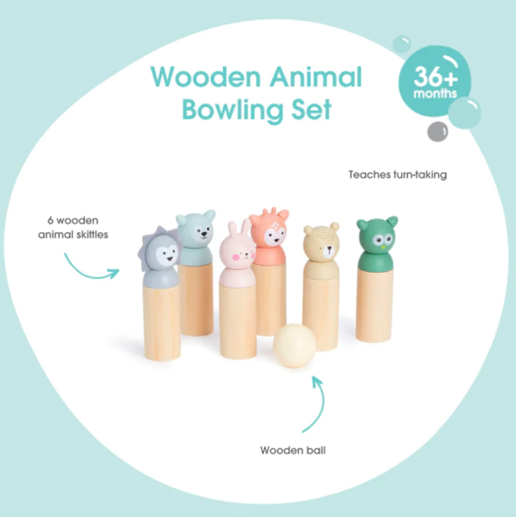 Bubble Bubble Wooden Animal Bowling Set