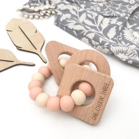 OneChewThree OneChewThree Shapes Silicone and Beech Wood Teether