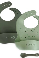 Plum Plum 3 Piece Silicone Bibs and Spoon Set