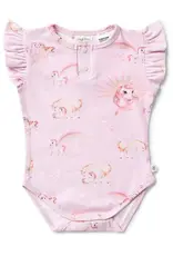 Snuggle Hunny Kids Snuggle Hunny Unicorn Short Sleeve Organic Bodysuit with Frill