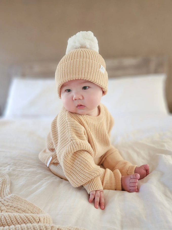 Ziggy Lou Ziggy Lou Beanie Sand Fleck/Milk 3-5Y