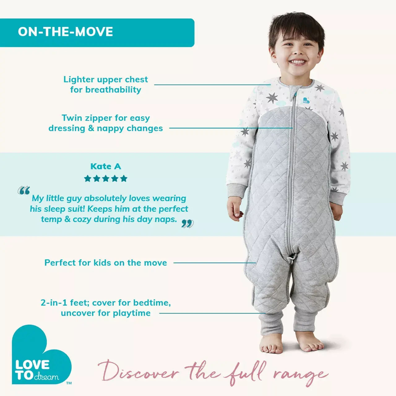 Love To Dream Love To Dream Sleepsuit - Warm 2.5 Tog Dusty Pink - Moonlight