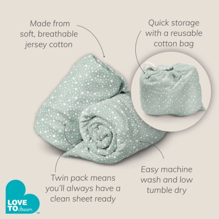 Love To Dream Love To Dream Bassinet Sheet 2 Pack Fitted