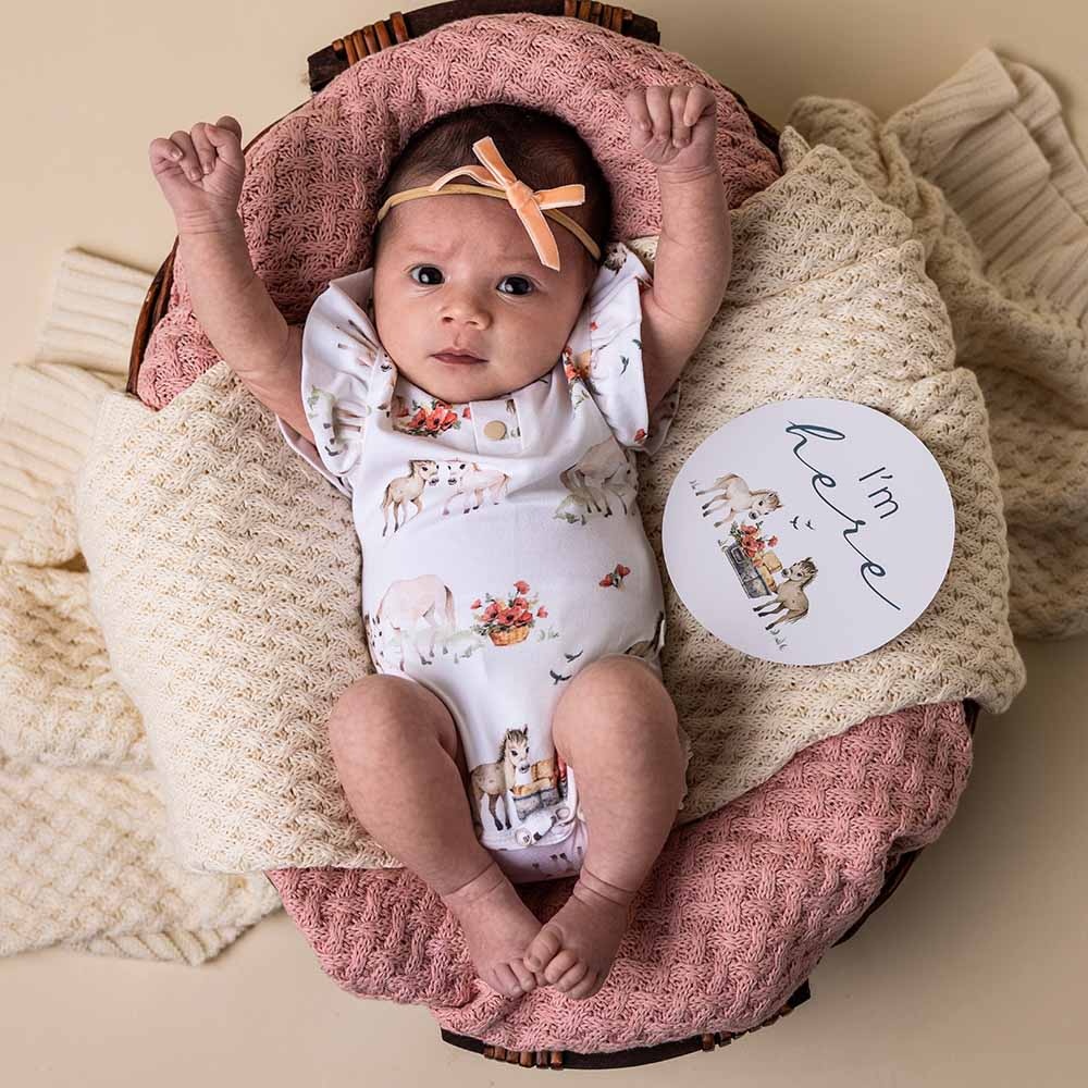 Snuggle Hunny Kids Snuggle Hunny Pony Pals Short Sleeve Organic Bodysuit with Frill