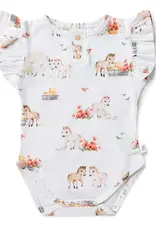 Snuggle Hunny Kids Snuggle Hunny Pony Pals Short Sleeve Organic Bodysuit with Frill