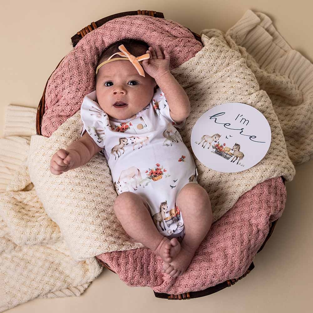 Snuggle Hunny Kids Snuggle Hunny Pony Pals Short Sleeve Organic Bodysuit with Frill