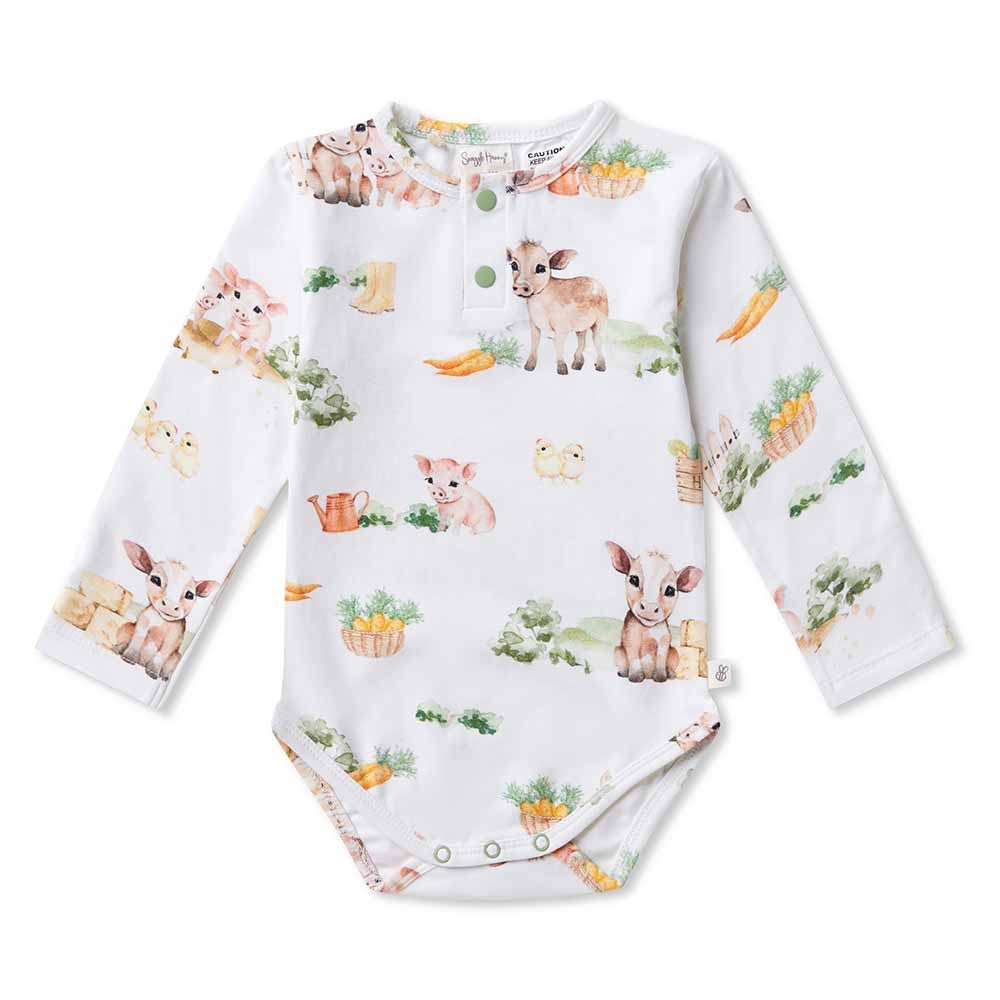 Snuggle Hunny Kids Snuggle Hunny Farm Long Sleeve Organic Bodysuit
