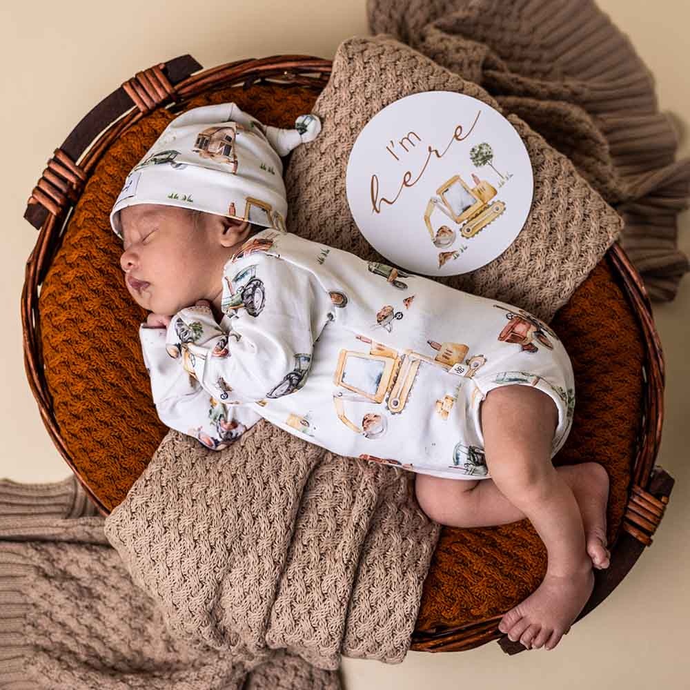 Snuggle Hunny Kids Snuggle Hunny Diggers & Tractors Long Sleeve Organic Bodysuit