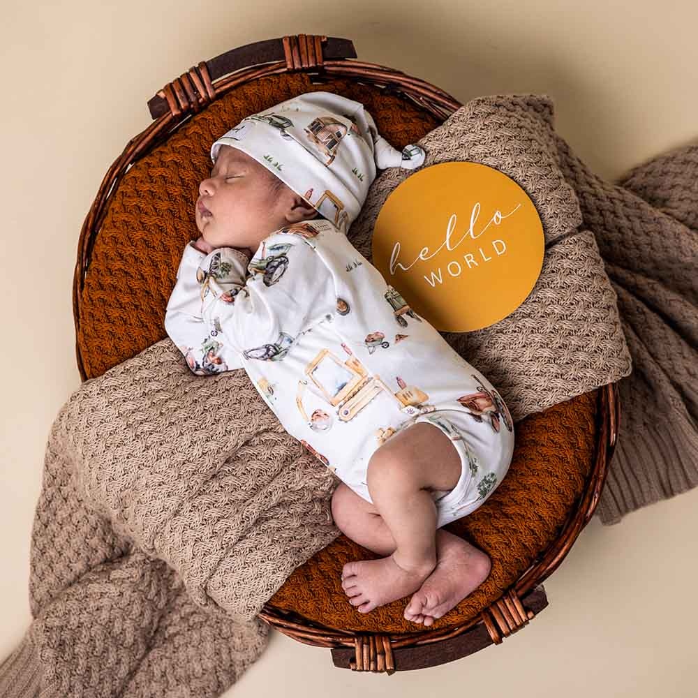 Snuggle Hunny Kids Snuggle Hunny Diggers & Tractors Long Sleeve Organic Bodysuit