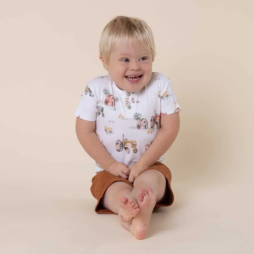 Snuggle Hunny Kids Snuggle Hunny Diggers & Tractors Short Sleeve Organic Bodysuit