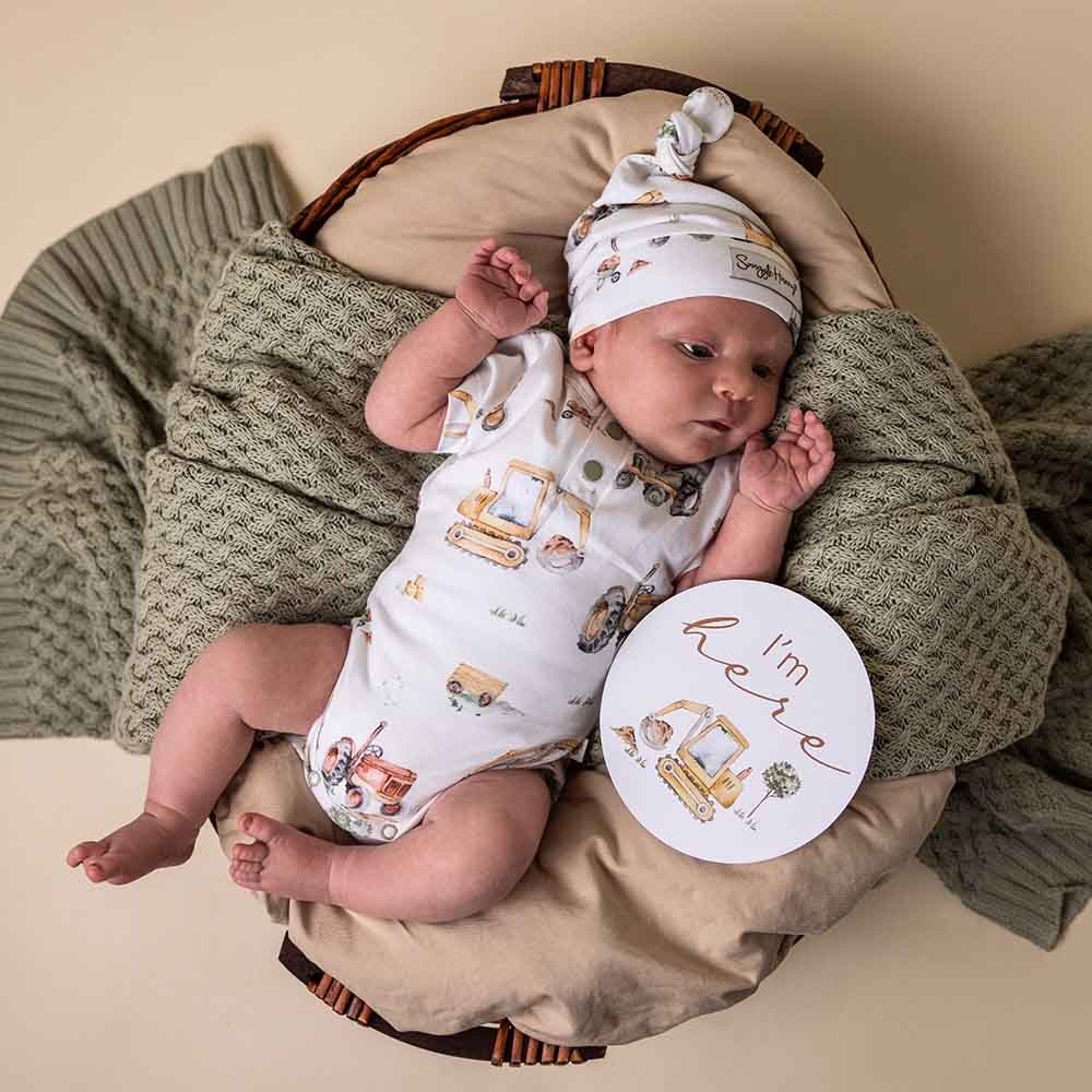 Snuggle Hunny Kids Snuggle Hunny Diggers & Tractors Short Sleeve Organic Bodysuit