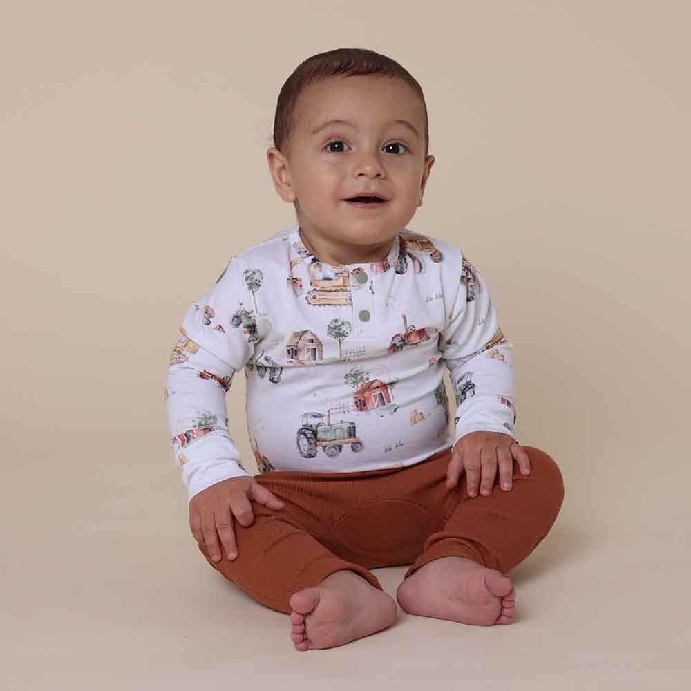 Snuggle Hunny Kids Snuggle Hunny Diggers & Tractors Long Sleeve Organic Bodysuit