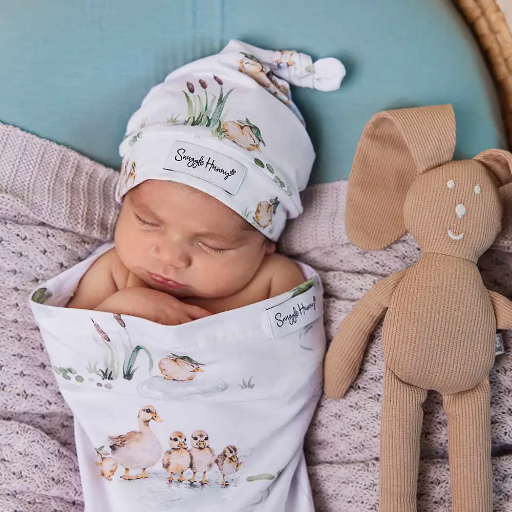 Snuggle Hunny Kids Snuggle Hunny Duck Pond Organic Snuggle Swaddle & Beanie Set