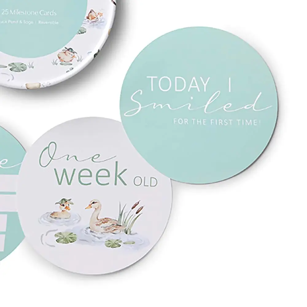 Snuggle Hunny Kids Snuggle Hunny Duck Pond & Sage Reversible Milestone Cards