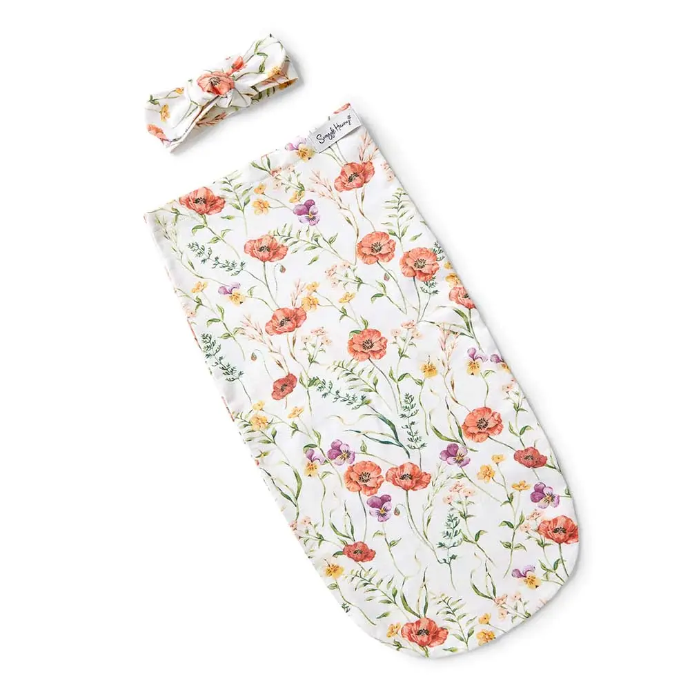 Snuggle Hunny Kids Snuggle Hunny Meadow Organic Snuggle Swaddle & Topknot Set
