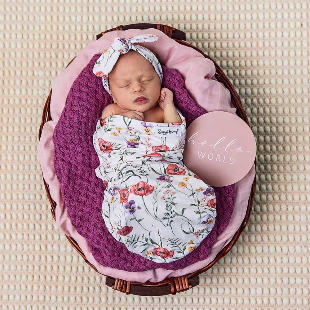Snuggle Hunny Kids Snuggle Hunny Meadow Organic Snuggle Swaddle & Topknot Set
