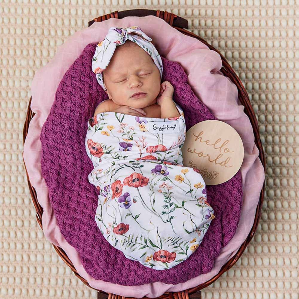 Snuggle Hunny Kids Snuggle Hunny Meadow Organic Snuggle Swaddle & Topknot Set