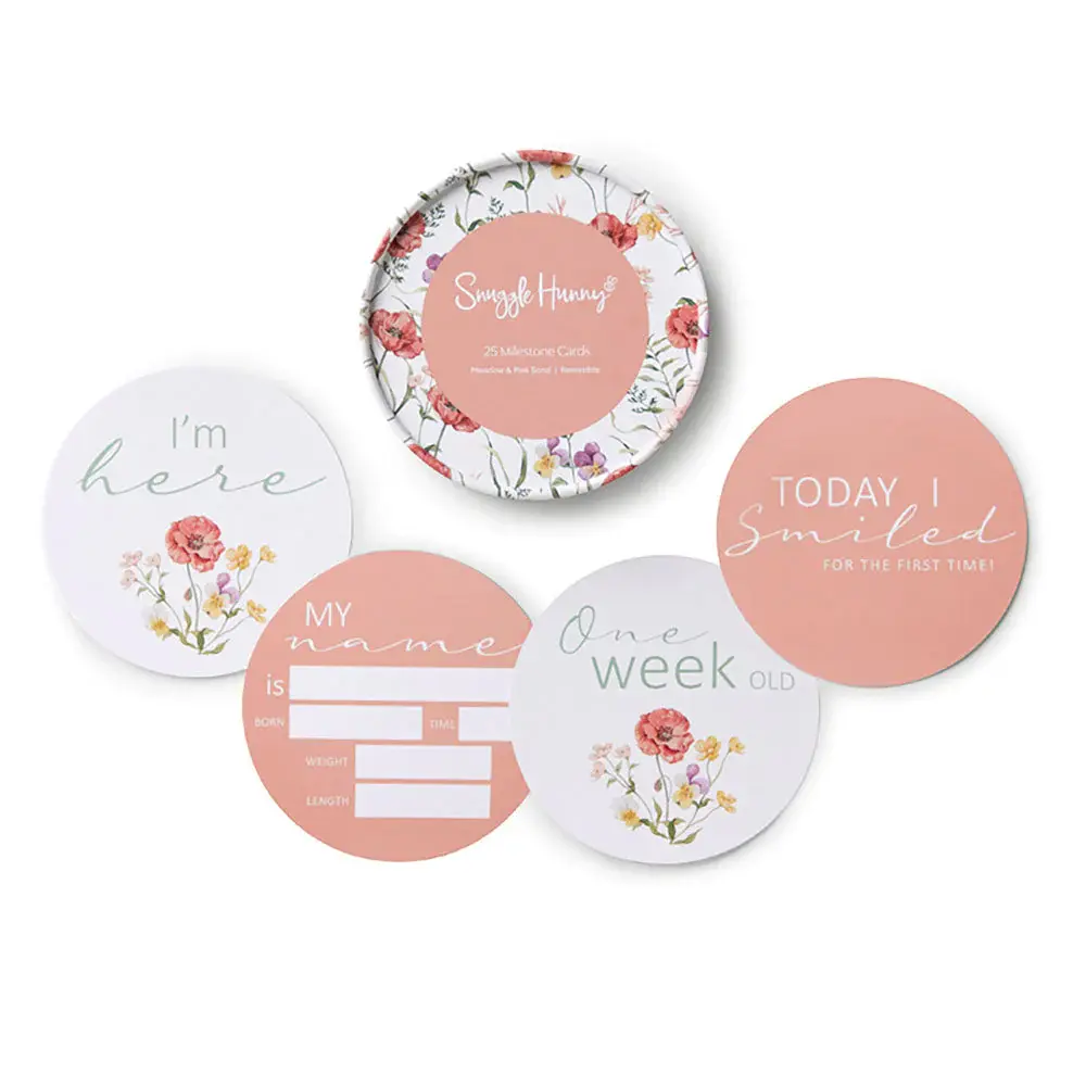 Snuggle Hunny Kids Snuggle Hunny Meadow & Pink Sand Reversible Milestone Cards