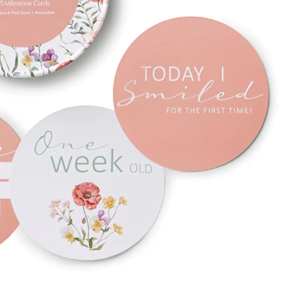 Snuggle Hunny Kids Snuggle Hunny Meadow & Pink Sand Reversible Milestone Cards