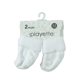 Playette Playette 2 Pack Essential Bootie Socks 0-3 mths - White