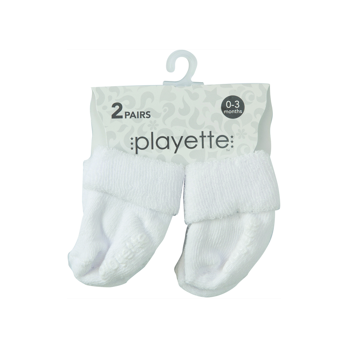 Playette Playette 2 Pack Essential Bootie Socks 0-3 mths - White