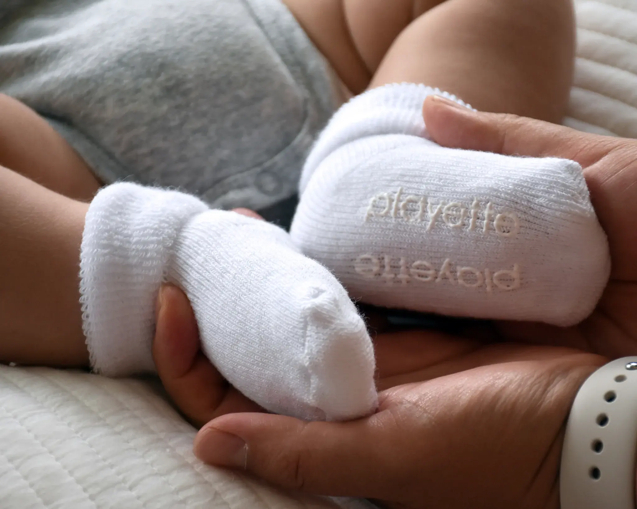 Playette Playette 2 Pack Essential Bootie Socks 0-3 mths - White