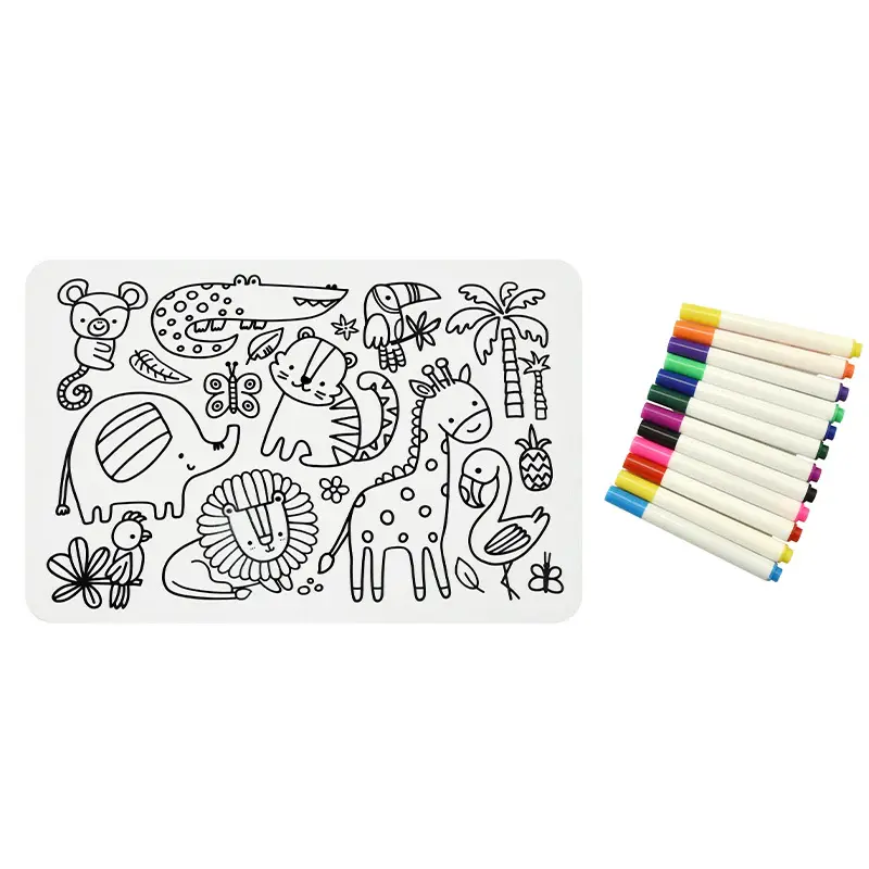 Playette Playette Silicone Paint Fun Pad with Erasable Pens Forest