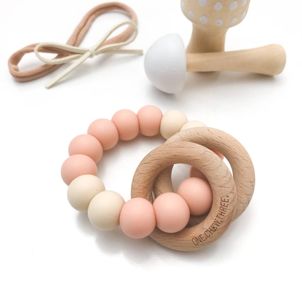 OneChewThree OneChewThree Rattle Silicone and Wood Teether