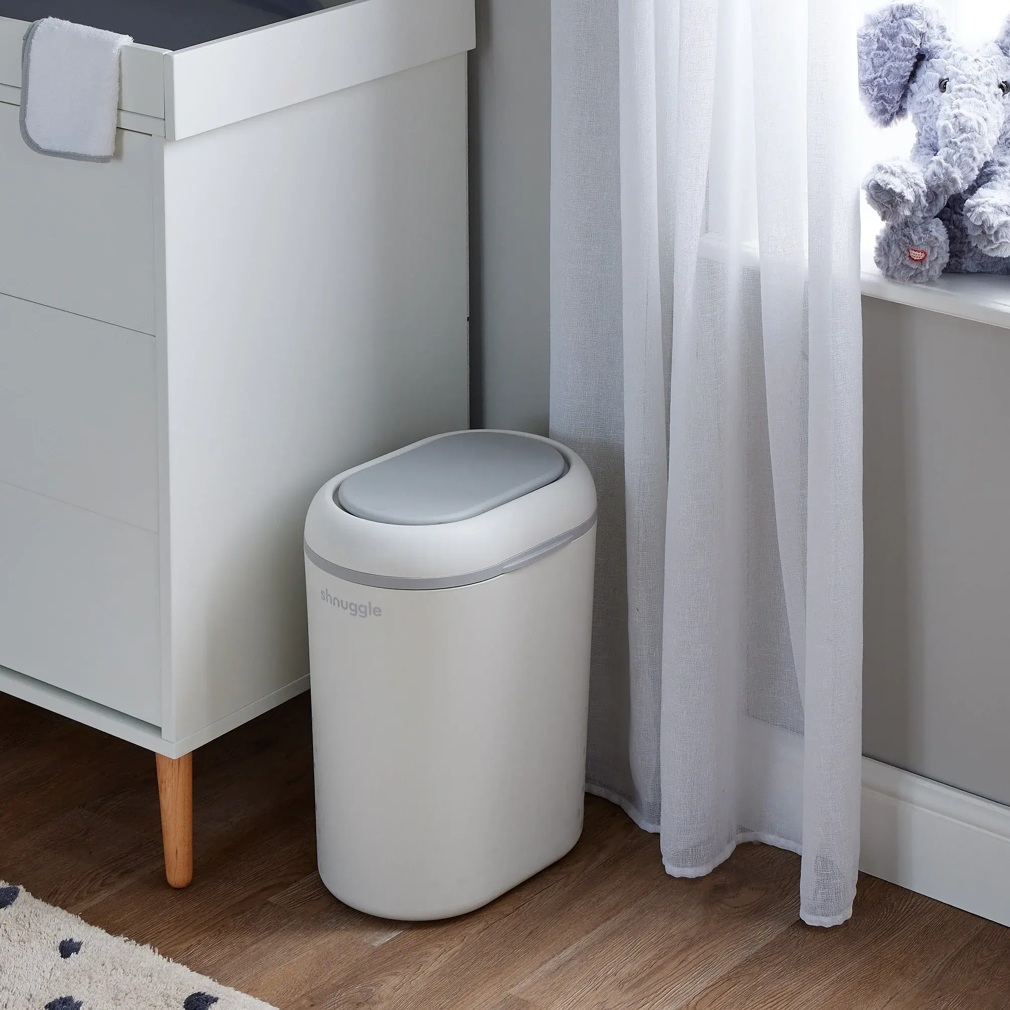 Shnuggle Shnuggle Eco-Touch Nappy Bin White/Grey