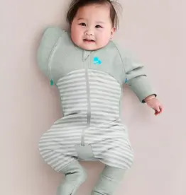 Love To Dream Love To Dream Cotton Swaddle UP Transition Suit Lite 0.2Tog Stripe Olive