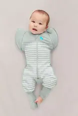 Love To Dream Love To Dream Cotton Swaddle UP Transition Suit Lite 0.2Tog Stripe Olive