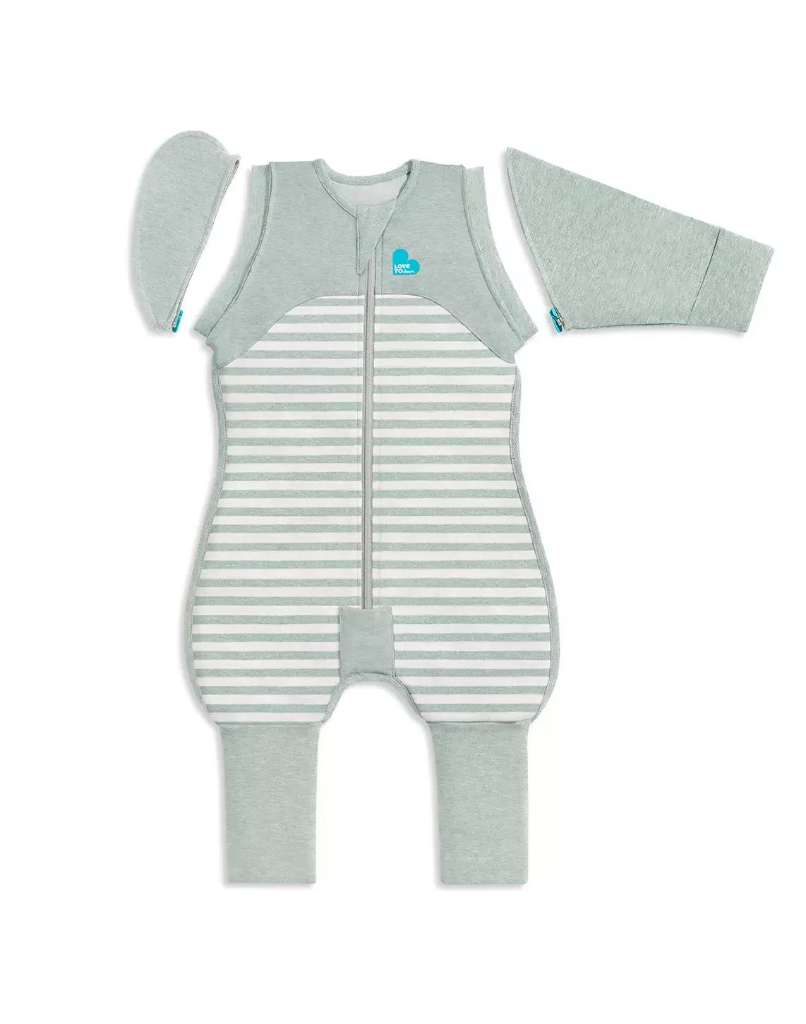 Love To Dream Love To Dream Cotton Swaddle UP Transition Suit Lite 0.2Tog Stripe Olive