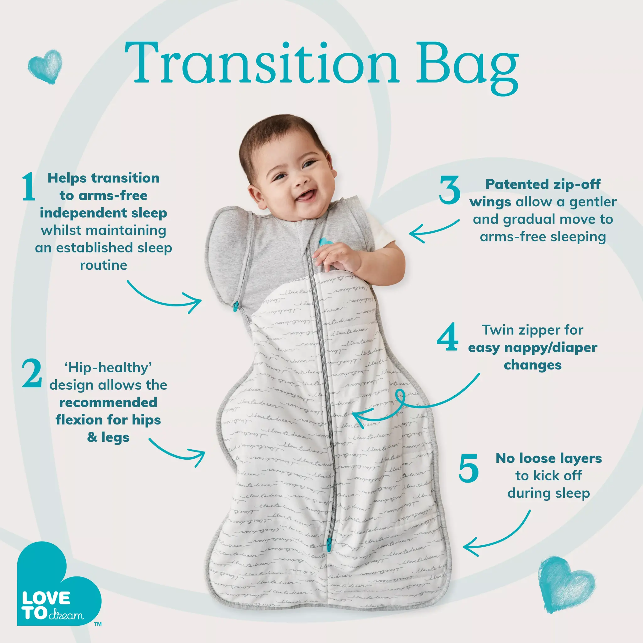 Love To Dream Love To Dream Swaddle UP™ Transition Bag Bamboo 1.0 TOG