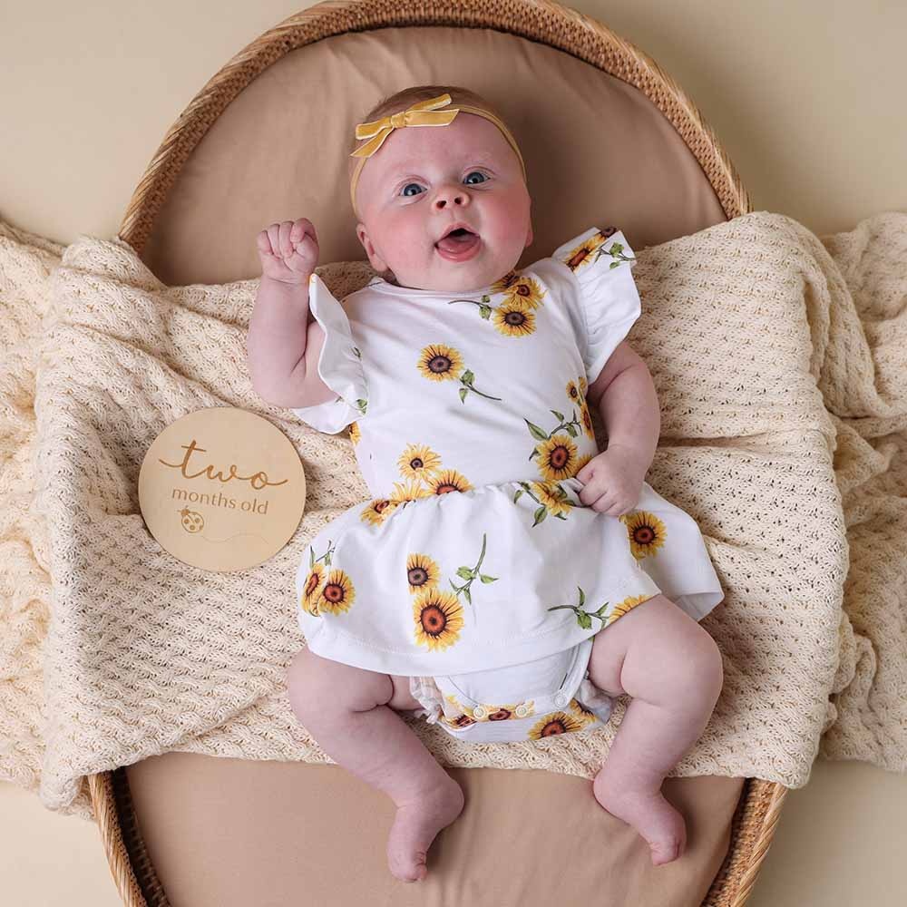 Snuggle Hunny Kids Snuggle Hunny Sunflower Short Sleeve Organic Dress