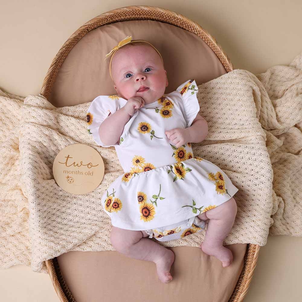 Snuggle Hunny Kids Snuggle Hunny Sunflower Short Sleeve Organic Dress