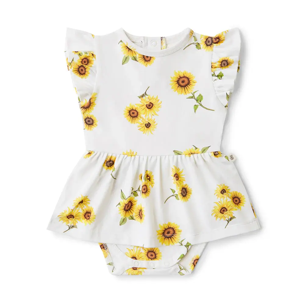 Snuggle Hunny Kids Snuggle Hunny Sunflower Short Sleeve Organic Dress