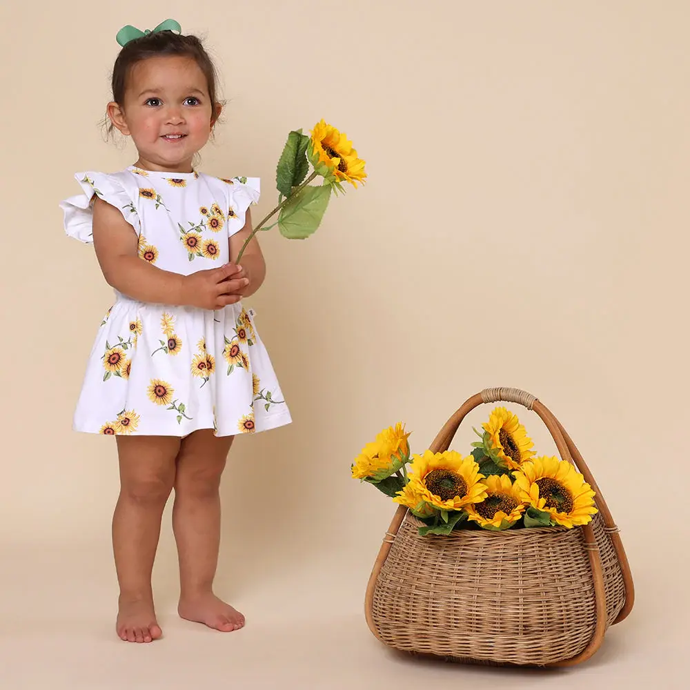 Snuggle Hunny Kids Snuggle Hunny Sunflower Short Sleeve Organic Dress