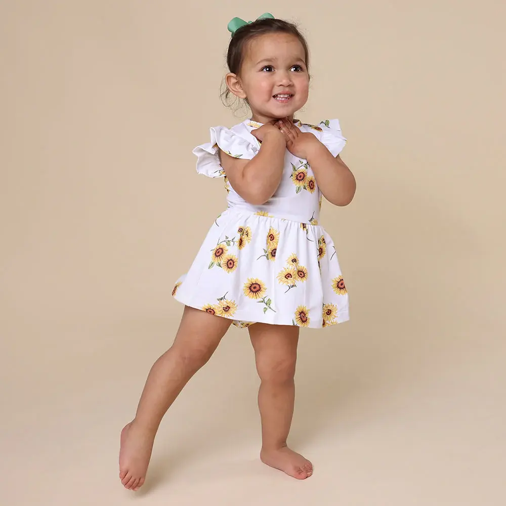 Snuggle Hunny Kids Snuggle Hunny Sunflower Short Sleeve Organic Dress