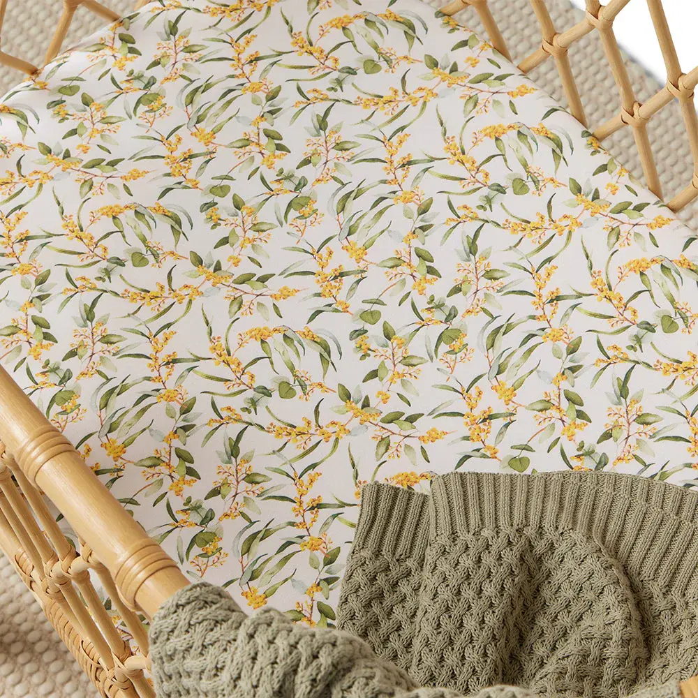 Snuggle Hunny Kids Snuggle Hunny Golden Wattle Organic Bassinet Sheet / Change Pad Cover