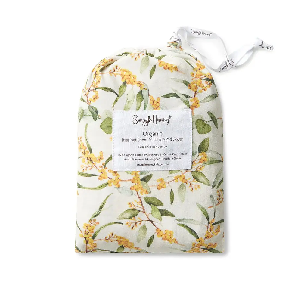 Snuggle Hunny Kids Snuggle Hunny Golden Wattle Organic Bassinet Sheet / Change Pad Cover
