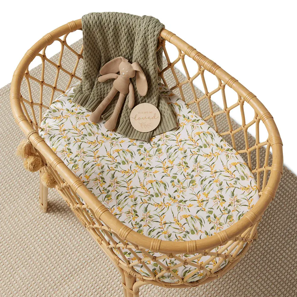 Snuggle Hunny Kids Snuggle Hunny Golden Wattle Organic Bassinet Sheet / Change Pad Cover