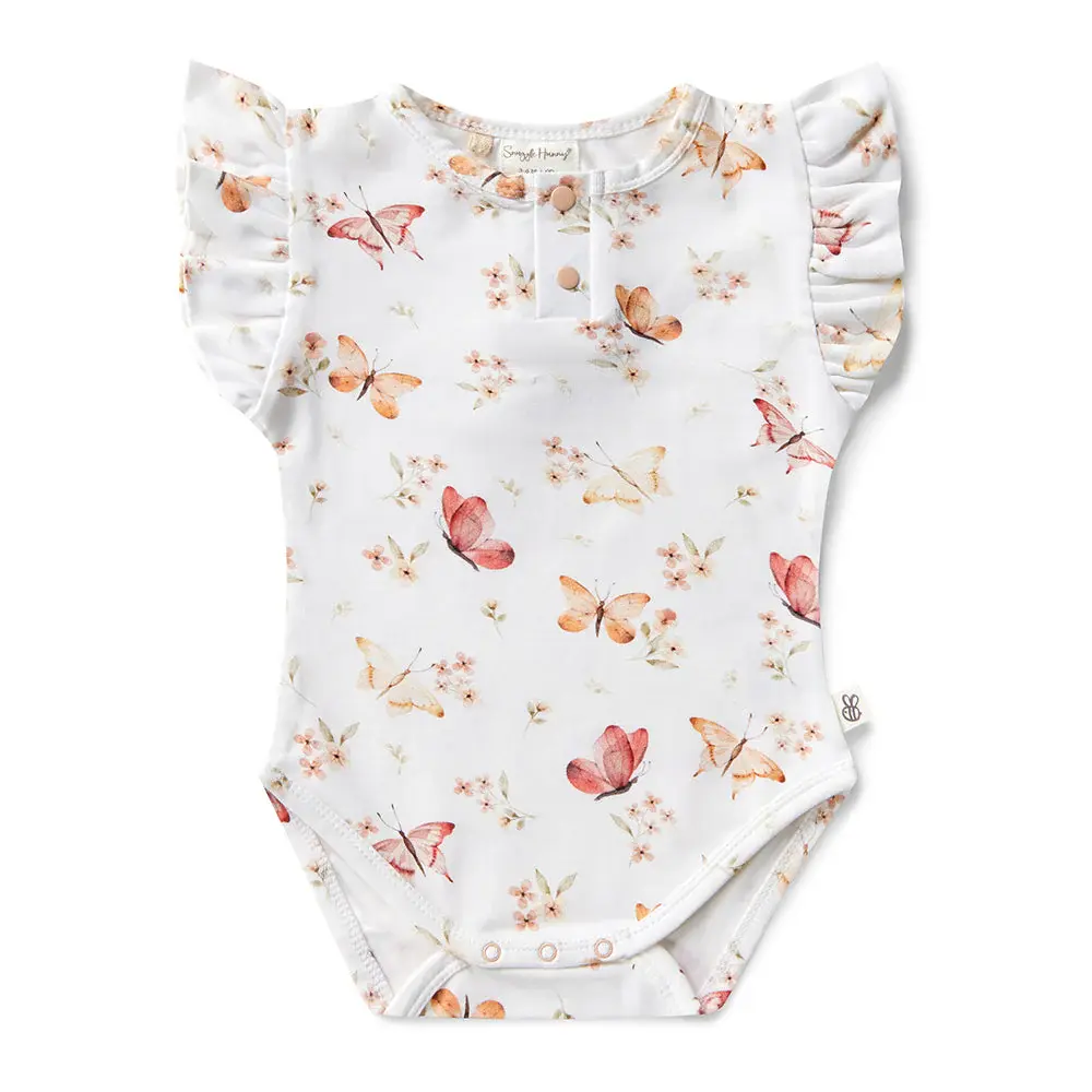 Snuggle Hunny Kids Snuggle Hunny Butterfly Short Sleeve Organic Bodysuit with Frill