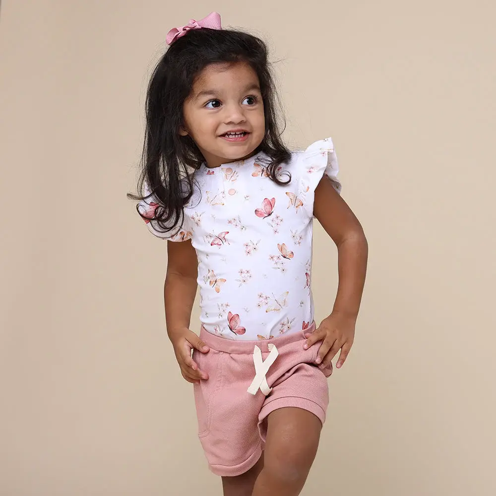 Snuggle Hunny Kids Snuggle Hunny Butterfly Short Sleeve Organic Bodysuit with Frill