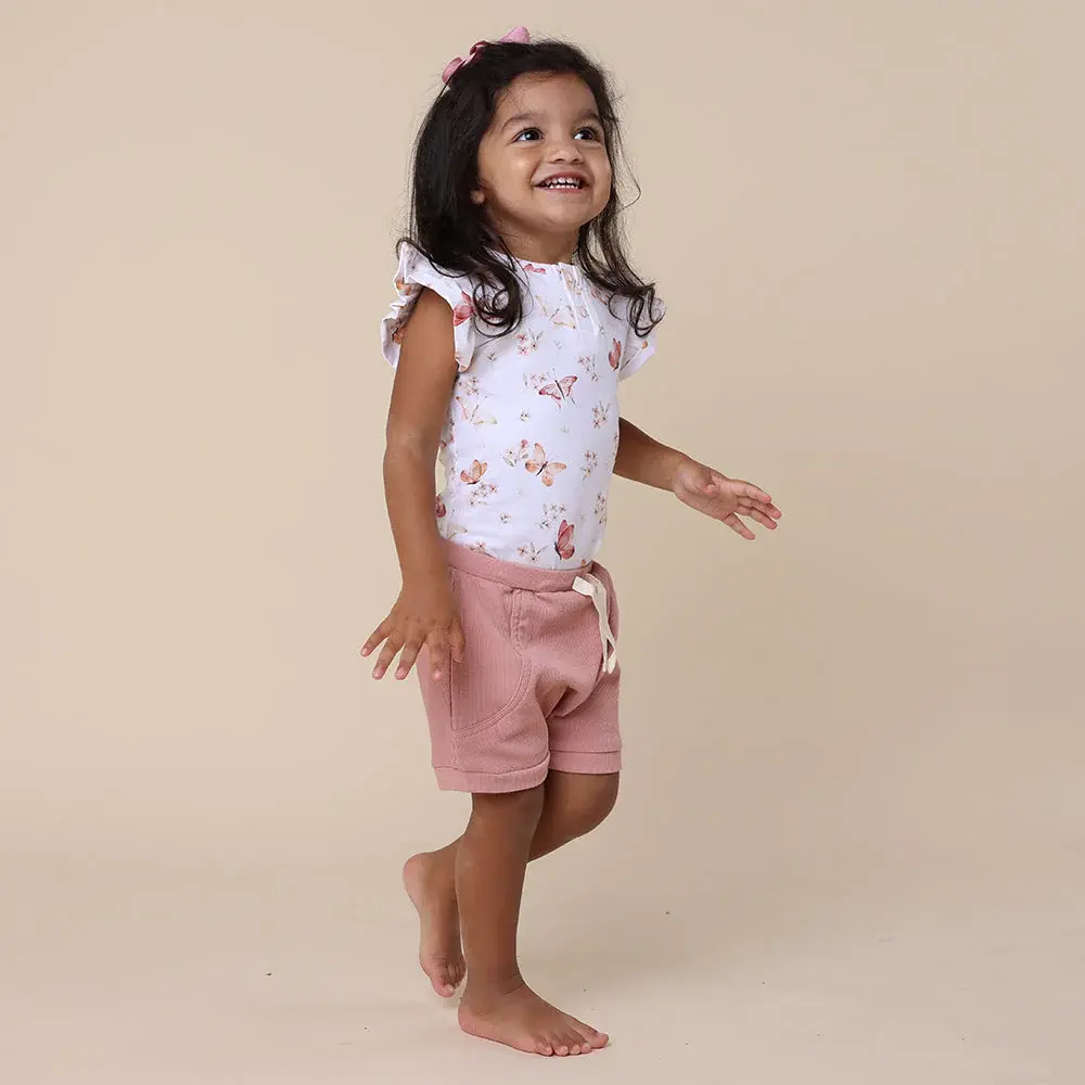 Snuggle Hunny Kids Snuggle Hunny Butterfly Short Sleeve Organic Bodysuit with Frill