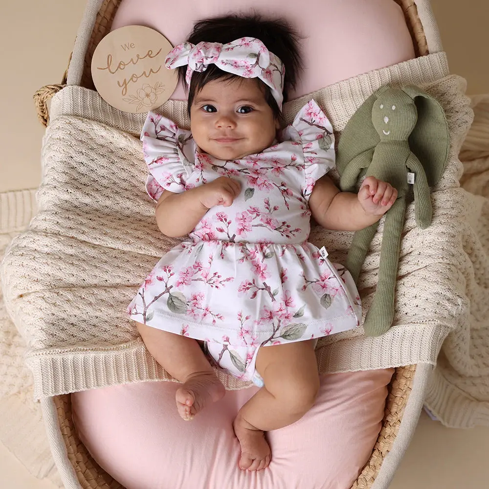 Snuggle Hunny Kids Snuggle Hunny Cherry Blossom Short Sleeve Organic Dress