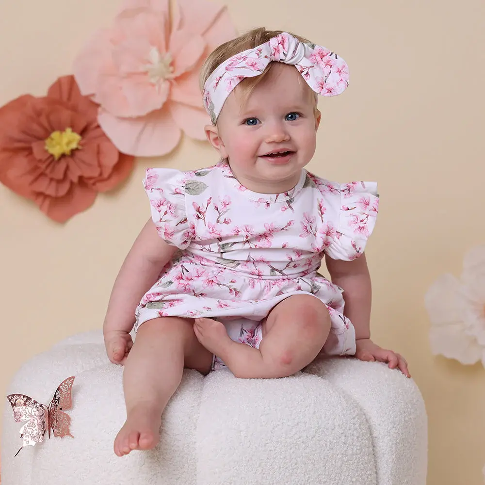 Snuggle Hunny Kids Snuggle Hunny Cherry Blossom Short Sleeve Organic Dress