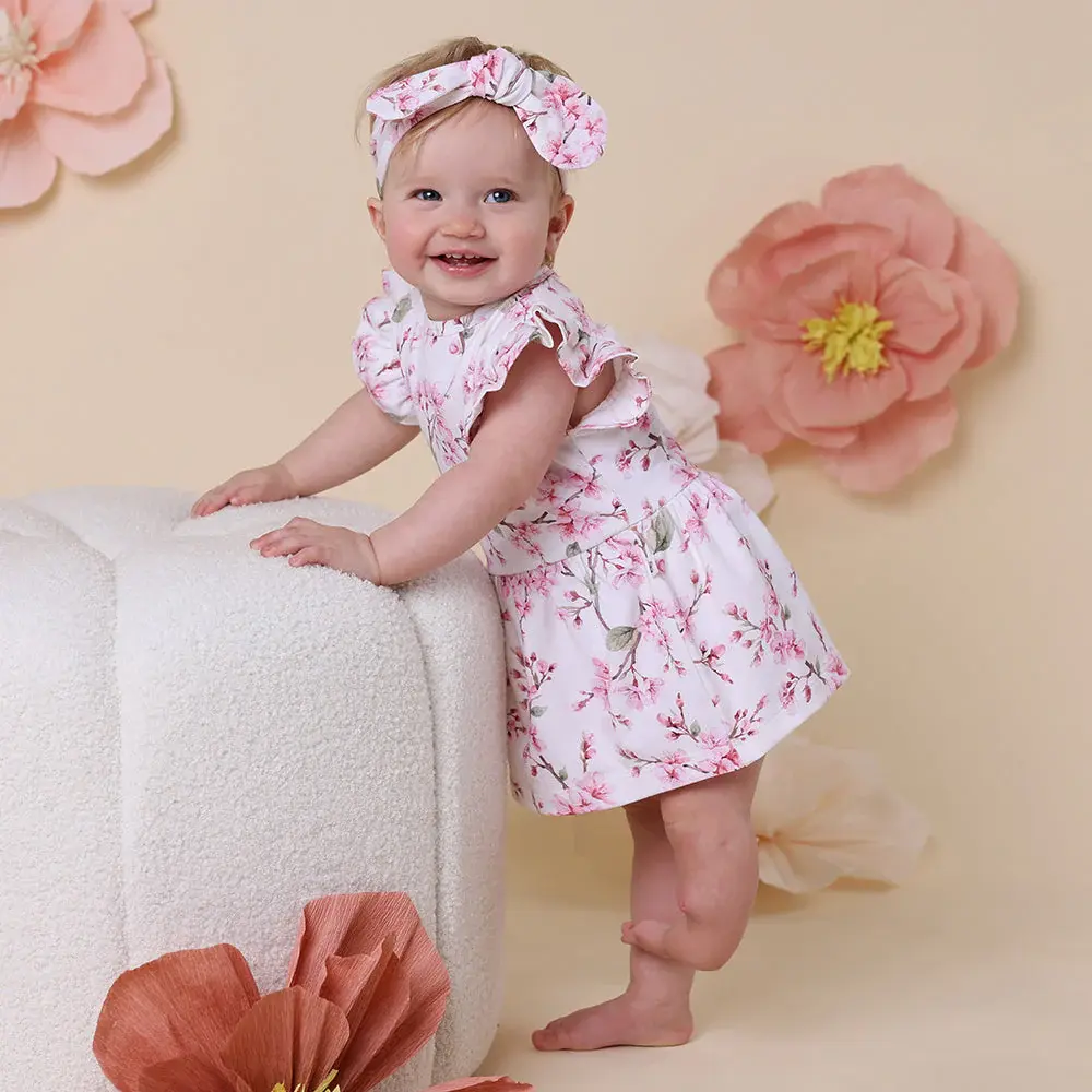 Snuggle Hunny Kids Snuggle Hunny Cherry Blossom Short Sleeve Organic Dress