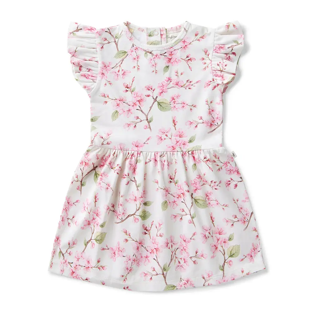 Snuggle Hunny Kids Snuggle Hunny Cherry Blossom Short Sleeve Organic Dress