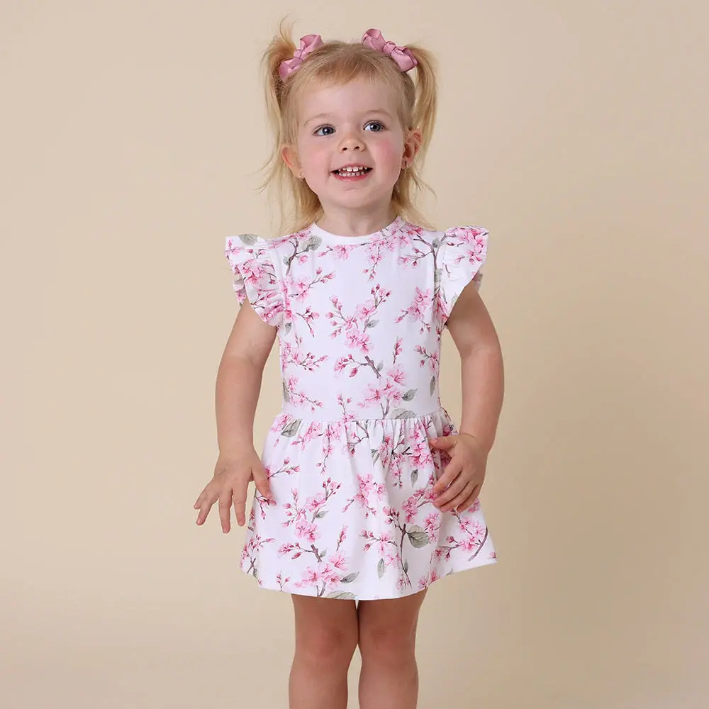 Snuggle Hunny Kids Snuggle Hunny Cherry Blossom Short Sleeve Organic Dress